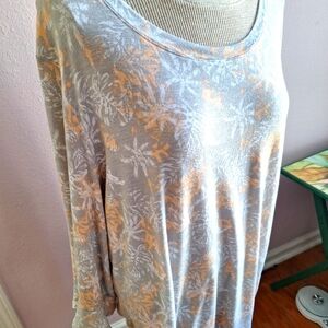 Palm Grove Women’s 3/4 Ruffle Sleeve Floral Print Tunic - Size 2XL